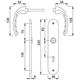 HOPPE Langschildgarnitur Tôkyô Alu.F1 SK/OL 78mm
