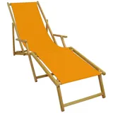 Erst-Holz Sonnenliege ORANGE Gartenliege Liegestuhl Strandliege Fußteil klappbar Buche hell 10-309NF