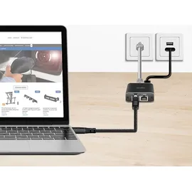Logilink CU0416 - aktives USB 3.2 (Typ-C) zu Netzwerk (RJ45) Anschlusskabel - 1Gbps, 10 m
