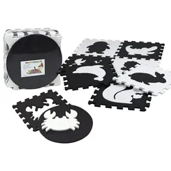 LEAN Toys Lernspielzeug weich Puzzle Matte Puzzlematte Schaumstoff Piepmatze Spielzeug schwarz