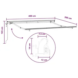 vidaXL Markise 4 x 3 m hellgrau/weiß
