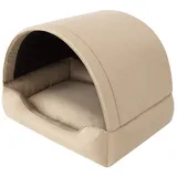Bjird Hundehütte Tierhaus für kleine Hunde und Katzen, kratzfeste Hundehöhle und Hundebett in einem, made in EU beige 82x68