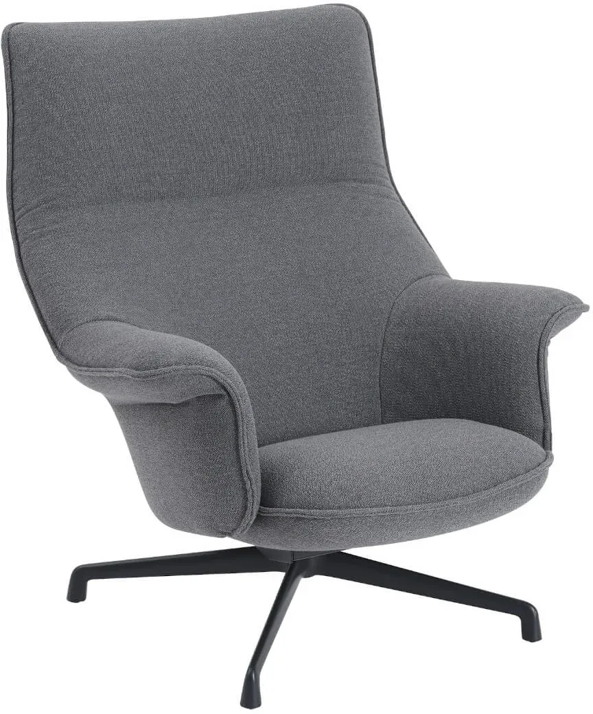 Muuto Doze Lounge Chair, high back, swivel base, ocean 80 / schwarz