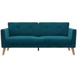 CosmoLiving by Cosmopolitan 3-Sitzer "Gloria", blau (petrol), B:192cm H:82cm T:80cm, 100% Polyester, COSMOLIVING BY COSMOPOLITAN, Sofas, Mit Knopfsteppung