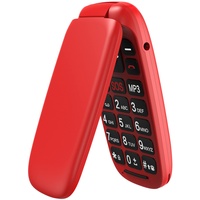 USHINING GSM Seniorenhandy Klapphandy ohne Vertrag, Großtasten Mobiltelefon Einfach mit Notruftaste 1,77 Zoll Farbdisplay - Rot