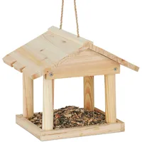 Relaxdays Vogelhaus zum Aufhängen, Vogelhäuschen Garten und Balkon, unbehandeltes Holz, kleines Vogelfutterhaus, natur