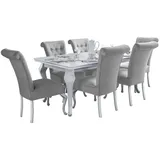 Deine Möbel 24 Essgruppe LUISE Tischgruppe Glamour Tisch mit 4 / 6 Stühlen Esszimmer, (Graphit Anthrazit Dunkelgrau Grau Beige Schwarz, 7-tlg.