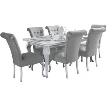 Deine Möbel 24 Essgruppe LUISE Tischgruppe Glamour Tisch mit 4 / 6 Stühlen Esszimmer, (Graphit Anthrazit Dunkelgrau Grau Beige Schwarz, 7-tlg.