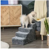 PawHut Haustiertreppe 3 Stufen Hunderampe für Kleine Hunde mit Waschbar Bezug (Haustierleiter, 1-St., Tiertreppe), Grau 60 x 35 x 44 cm grau 60 x 35 x 44 cm | 35 cm x 60 cm x 44 cm