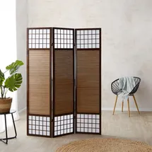 Homestyle4u 3-tlg. Paravent in Braun 132x175 cm 62