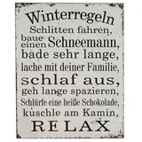 Loberon Dekoboard Winterregeln 0 cm antikweiß