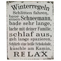 Loberon Dekoboard Winterregeln 0 cm antikweiß
