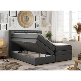 MKS Meble Boxspringbett Dunkelgrau, Textil, 2-Sitzer, H4, Rechteckig, 180x200 cm, Schlafzimmer, Betten, Boxspringbetten