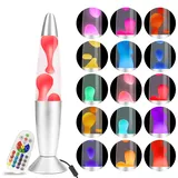 AONESY Lavalampe mit Farbwechsel Lavalampe Led mit Fernbedienung 34cm Lavalampen Weißes Wasser Weißes Wachs Lavalampe Nachtlicht Geschenk für Weihnachten Geburtstag