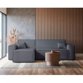 Selsey Scarlo - Ecksofa mit Schlaffunktion, Stauraum und Bouclé-bezug, dunkelgrau - Selsey