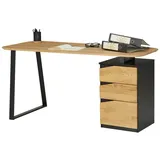 vogl möbelfabrik Schreibtisch VOGL MÖBELFABRIK "Erik", schwarz (wildeiche, schwarz, schwarz, wildeiche massiv), B:150cm H:72,5cm T:67cm, Tische, Schreibtisch, mit Schweizer Kante, teilmassiv, Breite 150 cm, Made in Germany