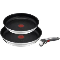 Tefal Topf-Set L97691 Jamie Oliver Ingenio Pfannenset, alle Herdarten auch Induktion, Edelstahl 18/10 (3-tlg., 2 Pfannen, 1 abnehmbarer Griff) - Silber