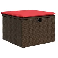 VidaXL Gartenhocker mit Kissen Braun 55x55x37 cm Poly Rattan