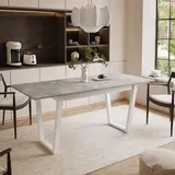ARTON II ausziehbarer Tisch 140 cm Bellato Grau, Weißmetall V-Beine