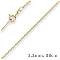 Schmuck Krone Goldkette 1,1mm Panzerkette aus 585 Gelbgold 38cm mit Zwischenöse, Gold 585 goldfarben