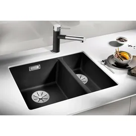 Blanco Subline 340/160-U rechts Unterbau granit schwarz Handbetätigung 555 x 460 mm