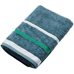 Benetton - Handtuch 50 x 90 cm, 100 % Baumwolle, dunkelblau mit neutralen Streifen
