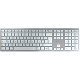 Cherry KW 9100 SLIM for MAC, kabellose Tastatur, Mac-Layout, Pan-Nordisches Layout (QWERTY), Bluetooth oder Funkverbindung, wiederaufladbar, flaches Design, weiß-Silber