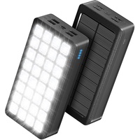Solar Powerbank 26800 mAh externer Akku, Schnellladung und 32 LED -Lampen, Power Bank Solar Ladegerät Handy Akkupack für Camping Outdoor Kompatibel mit Phone | Android (schwarz)