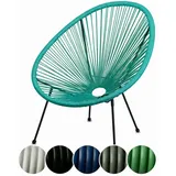 sunnypillow Acapulco Gartenstuhl - gemütlicher Loungesessel für Wohnzimmer, Terrasse, Garten, Balkon Sessel Stuhl - Korbsessel Gartensessel im Retro Design - Outdoor/Indoor - Türkis