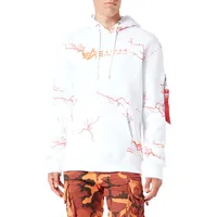 Alpha Industries Lightning AOP Hoody Kapuzensweat für Herren White/Orange