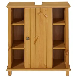 Home Affaire Waschbeckenunterschrank HOME AFFAIRE "Vili", beige (geölt), B:60cm H:65cm T:30cm, Holzwerkstoff, Schränke, Waschbeckenunterschrank, Badezimmerschrank im Landhaus-Look, mit 6 Fächern, aus Massivholz