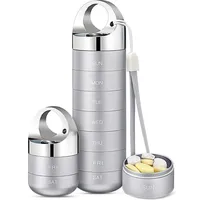 Tablettenbox 7 Tage aus Aluminium Pillendose Morgens Abends Medikamentenbox Pillenbox Tabletten-Organizer für Reiseapotheke Stapelbare Täglicher Medikamentenspender für Unterwegs Zuhause (B)