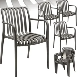 Tectake Alcudia Gartenstuhl 4 St. 4 x 4 x 4 cm Silber