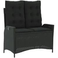 VidaXL Gartenbank Verstellbar mit Kissen Schwarz Poly Rattan