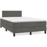 vidaXL Boxspringbett mit Matratze Dunkelgrau 120x200 cm Samt