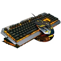 RGB Gaming-Tastatur-Maus, kabelgebunden, farbwechselnde LED-Hintergrundbeleuchtung, Computertastatur, beleuchtete PC-Gaming-Maus, USB-Tastatur, PS4, Gamer Silber Schwarz/Silber