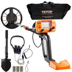 VEVOR Metalldetektor Kit für Erwachsene Multifunktionaler Profi-Detektor mit 2 Modi Metallsuchgerät wasserdichte 20,3cm Spule für Größere Tiefe, mit Schaufel und Tragetasche
