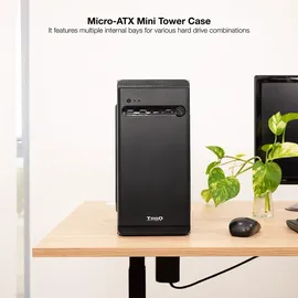 TooQ TQC-4702U3C-B – Micro-ATX/Mini-ITX Minitower-Gehäuse, 1xUSB 3.0, 2xUSB 2.0, HD Audio, Schwarz
