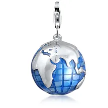 Nenalina Charm-Einhänger NENALINA "Anhänger Globus Weltkugel Emaille 925 Silber", silber, Charms, Damen, ohne Stein, Silber 925 (Sterlingsilber)
