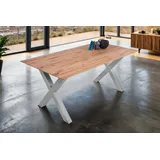 Trelevo® Esstisch Lotte - gerade Ecken - X-Gestell braun 180 cm x 77 cm x 90 cm