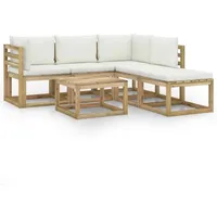 vidaXL 6-tlg Garten-Lounge-Set mit Creme Kissen Modell 2