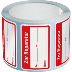 Aufkleber I Qualitätsaufkleber Zur Reparatur, Haftpapier, ablösbar, 40x25mm, 250/Rolle