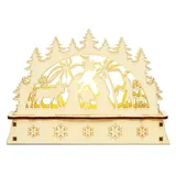 SIKORA LB-MINI Mini Schwibbogen aus Holz mit LED Beleuchtung - Motiv Heilige Familie