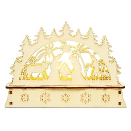 SIKORA LB-MINI Mini Schwibbogen aus Holz mit LED Beleuchtung - Motiv Heilige Familie