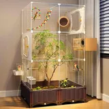 Vogelkäfig Set aus Acryl für Wellensittiche und Kanarienvögel - Hochtransparentes horizontales Drahtgeflecht - 12-teilige Vogelkäfige zur optimalen Vogelpflege