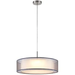 Hängeleuchte Pendelleuchte Esszimmerlampe LED Textil grau Metall nickel-matt