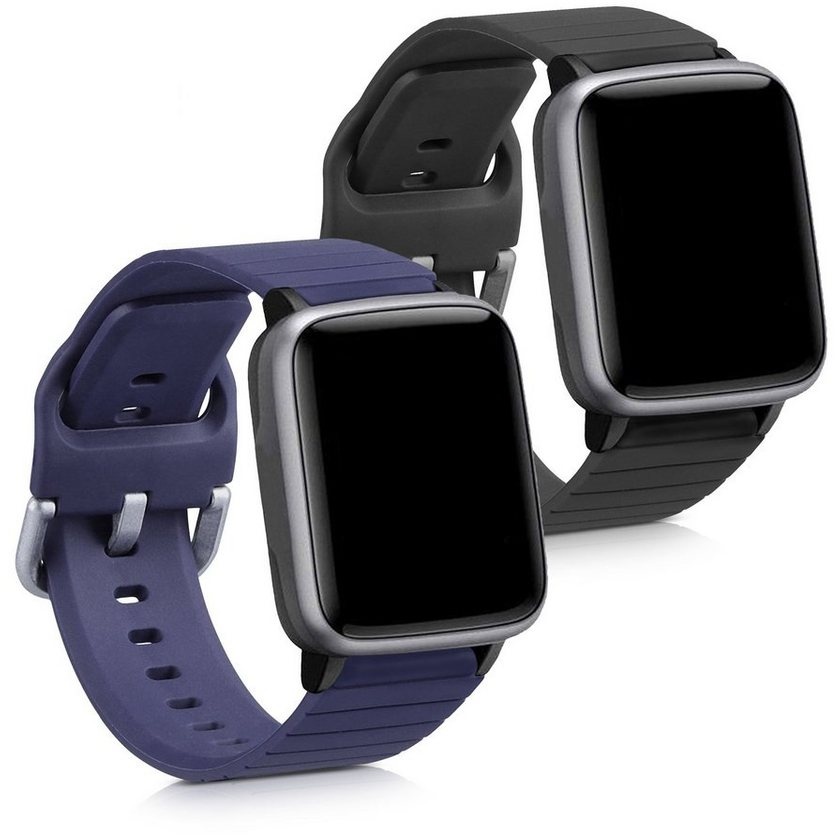 kwmobile Uhrenarmband 2x Sportarmband für Willful Fitnesstracker / Smartwatch, Armband TPU Silikon Set Fitnesstracker schwarz