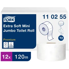 TORK Toilettenpapier Mini Jumbo 3-lagig weiß 12 Rollen à 120 m,