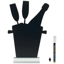 Securit® Tischtafeltafel - Silhouette Champagner - Aluminiumfuß - Kreidestift inklusive