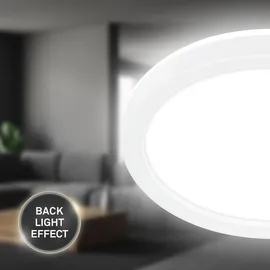 Briloner Slim Case LED Deckenlampe, Indirektes Licht, Neutralweißes Licht, Weiß, Ø19 x 3 cm